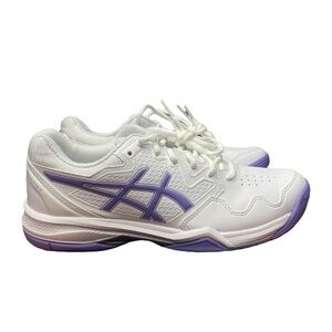 Women’s ASICS Gel-Dedicate 7 sneakers. White/Amethyst. Size 8W.